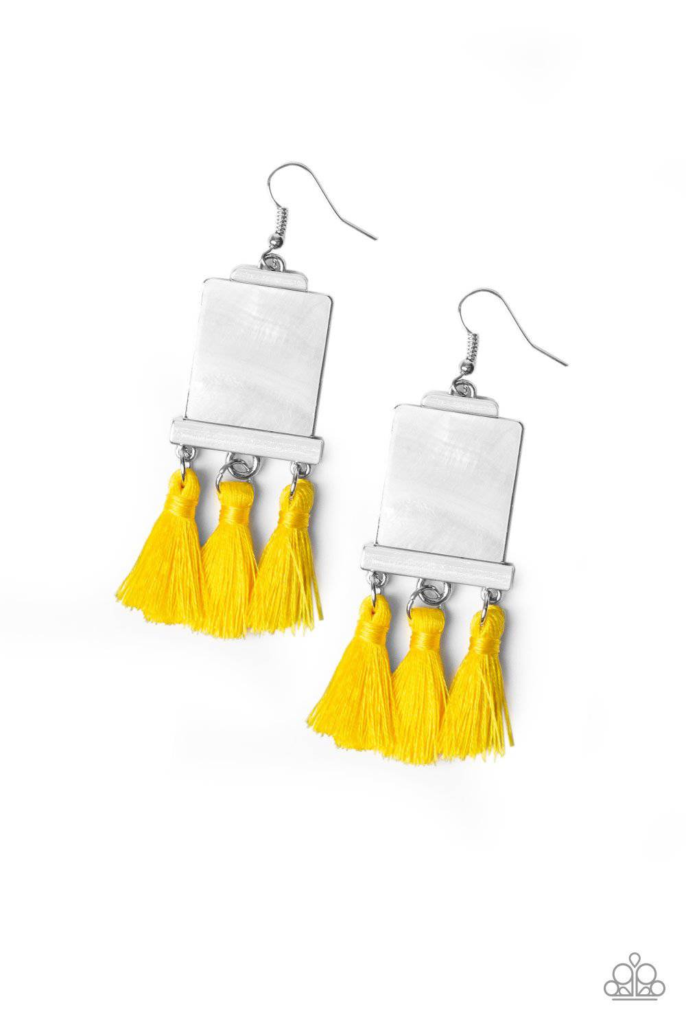Tassel Retreat - Yellow Tassel Earrings - Paparazzi Accessories - GlaMarous Titi Jewels