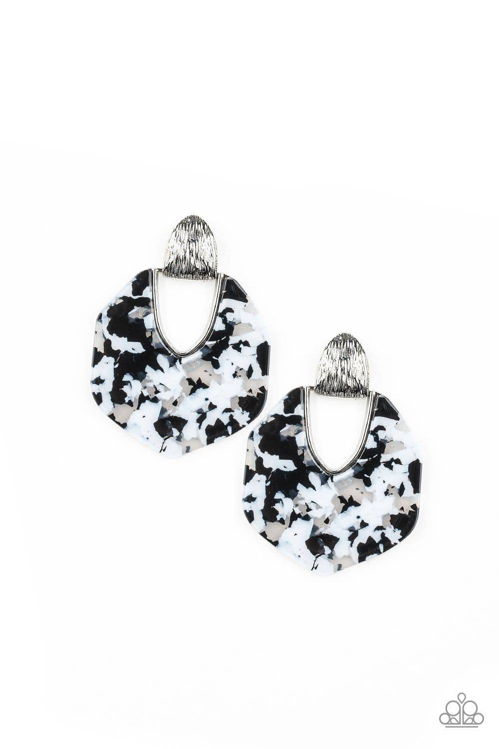 My Animal Spirit - White Faux Marble Acrylic Earrings - Paparazzi Accessories - GlaMarous Titi Jewels