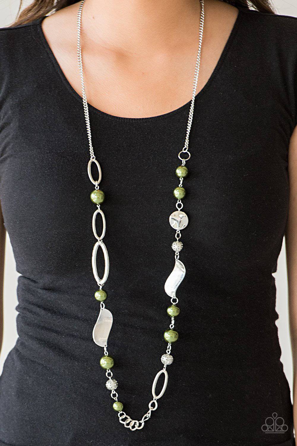 All About Me - Green Pearls & Silver Necklace - Paparazzi Accessories - GlaMarous Titi Jewels