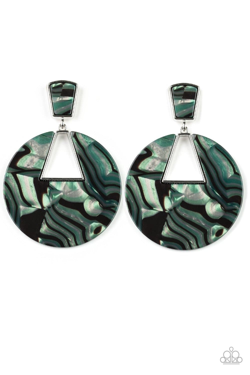 Let HEIR Rip! - Green Acrylic Post Earrings - Paparazzi Accessories - GlaMarous Titi Jewels