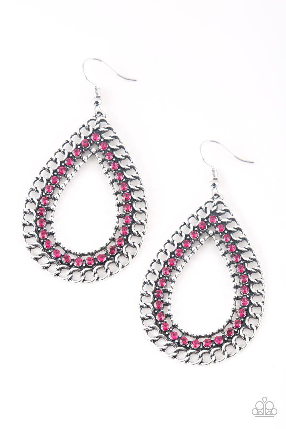 Mechanical Marvel - Pink Rhinestone Earrings - Paparazzi Accessories - GlaMarous Titi Jewels