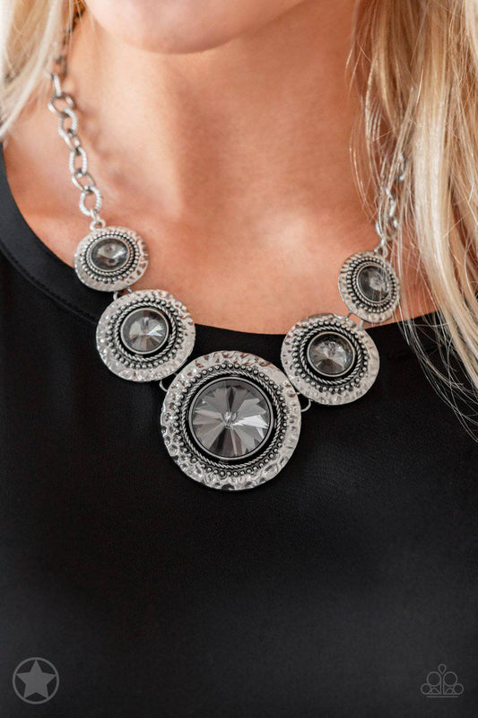 Global Glamour - Silver Smoky Gem Necklace - Paparazzi Accessories - GlaMarous Titi Jewels