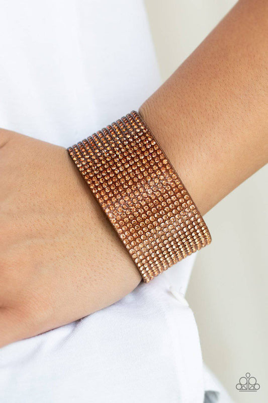 Fade Out - Brown Rhinestone Wrap Bracelet - Paparazzi Accessories - GlaMarous Titi Jewels