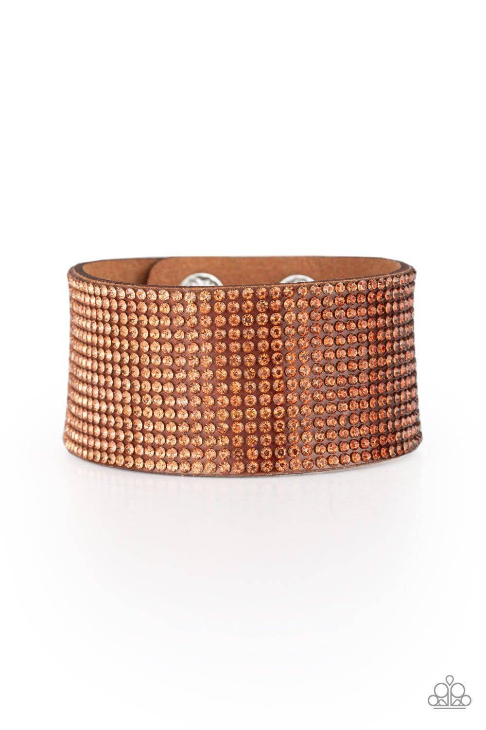 Fade Out - Brown Rhinestone Wrap Bracelet - Paparazzi Accessories - GlaMarous Titi Jewels