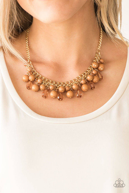 Tour de Trendsetter - Brown & Gold Necklace - Paparazzi Accessories - GlaMarous Titi Jewels