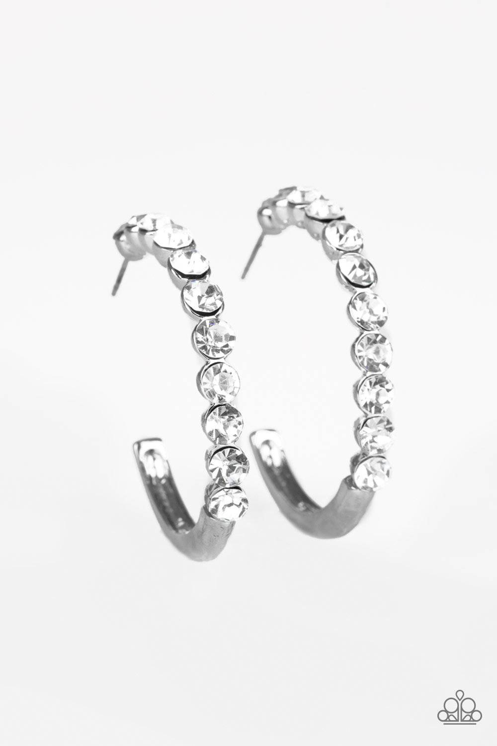 My Kind Of Shine - White Rhinestone Earrings - Paparazzi Accessories - GlaMarous Titi Jewels