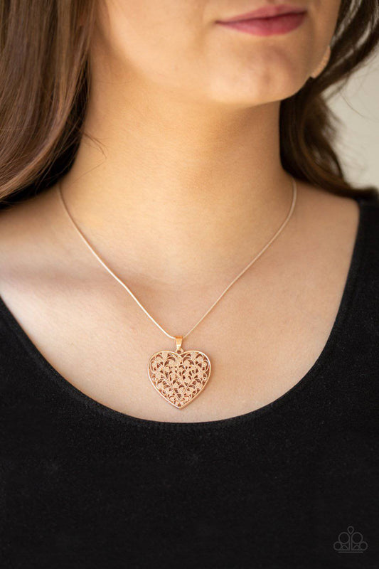 Look Into Your Heart - Rose Gold Heart Necklace - Paparazzi Accessories - GlaMarous Titi Jewels