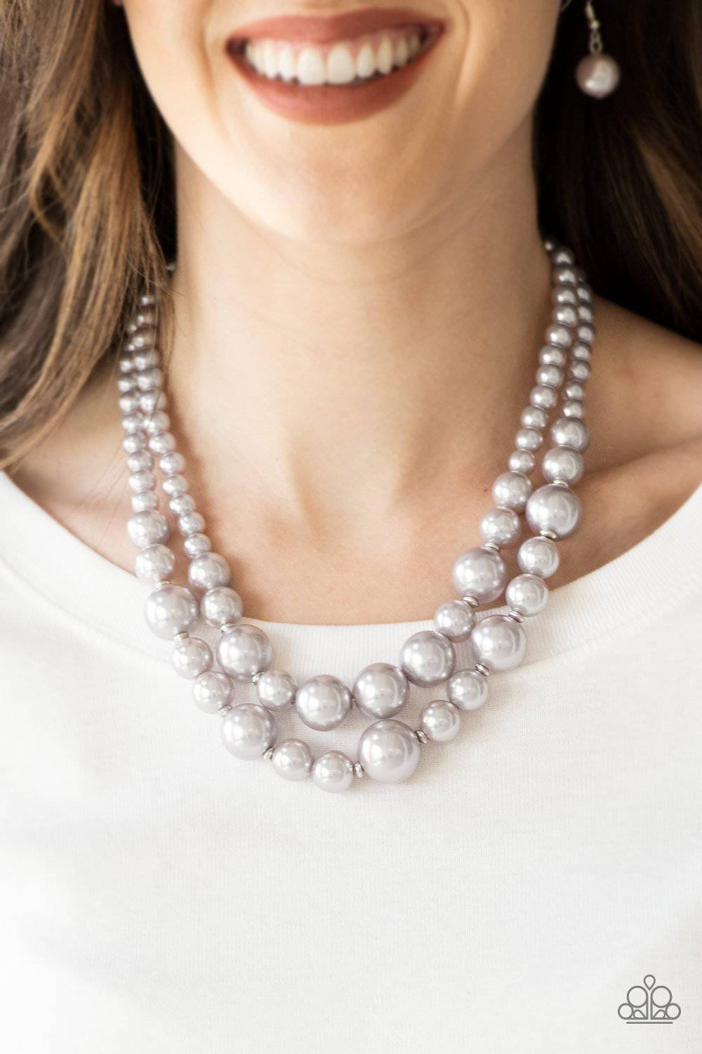 The More The Modest - Silver Pearl Necklace - Paparazzi Accessories - GlaMarous Titi Jewels