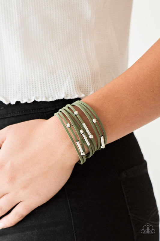 Back To BACKPACKER - Green Suede Bracelet - Paparazzi Accessories - GlaMarous Titi Jewels