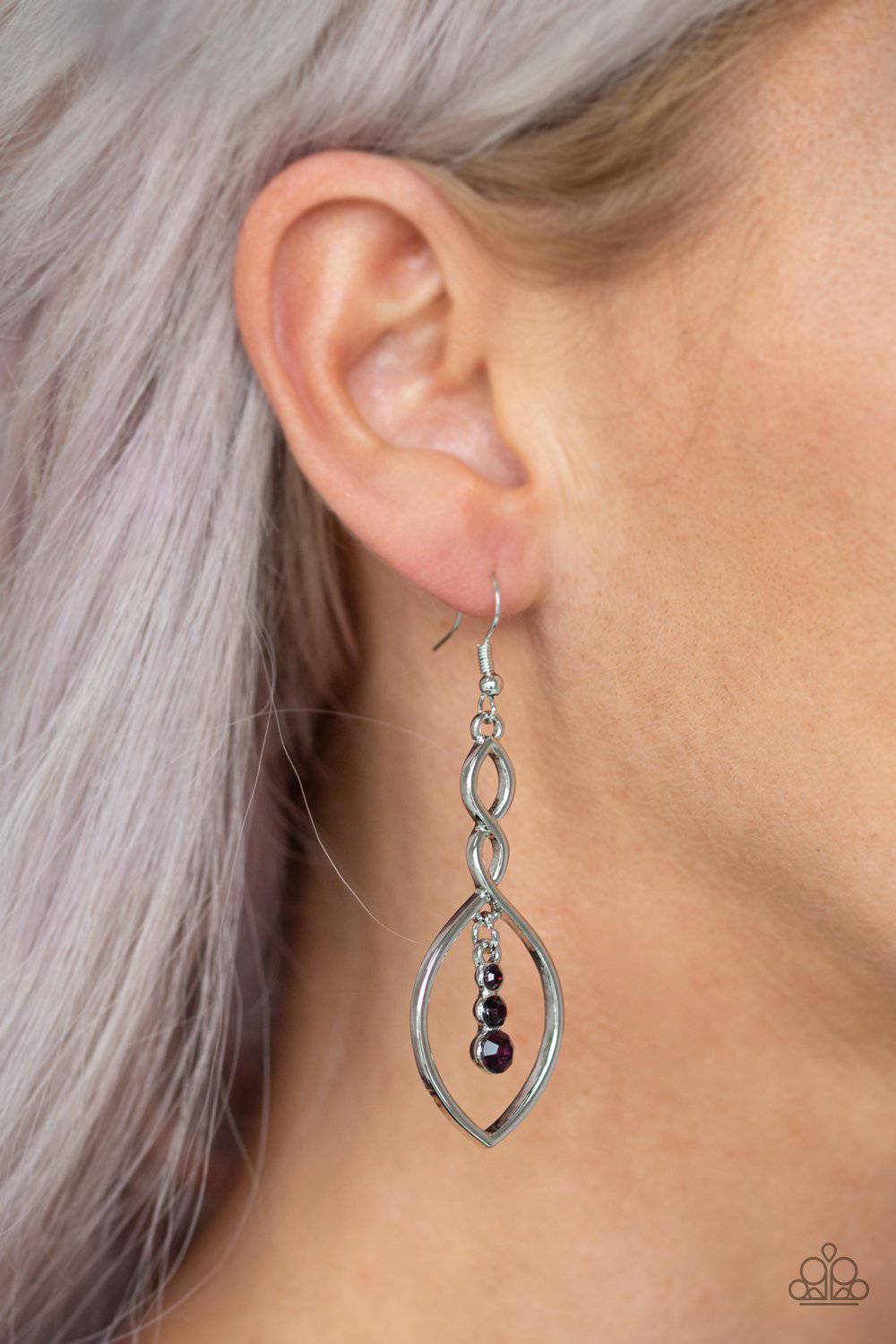 Timeless Twist - Purple Rhinestone Earrings - Paparazzi Accessories - GlaMarous Titi Jewels