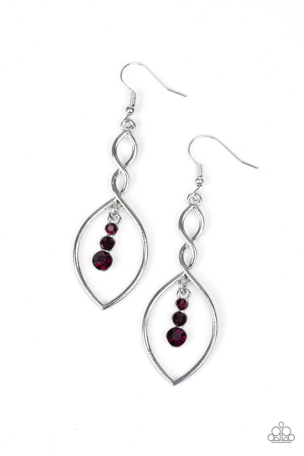 Timeless Twist - Purple Rhinestone Earrings - Paparazzi Accessories - GlaMarous Titi Jewels