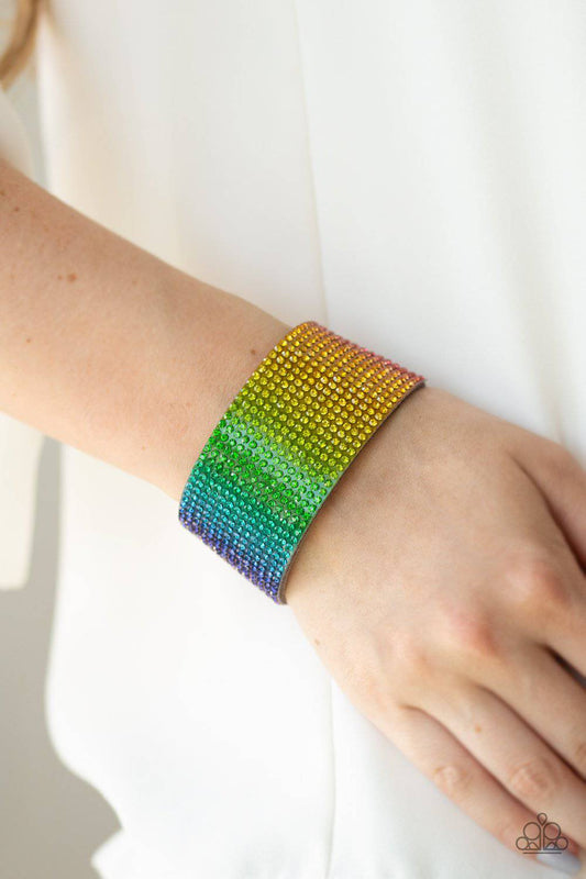 Fade Out - Rainbow Rhinestone Wrap Bracelet - Paparazzi Accessories - GlaMarous Titi Jewels