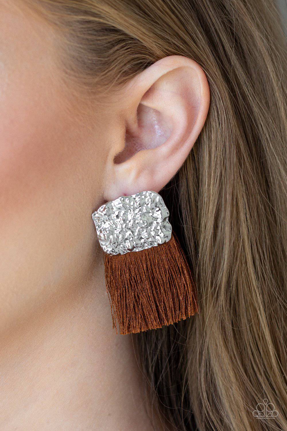 Plume Bloom - Brown Tassel Earrings - Paparazzi Accessories - GlaMarous Titi Jewels