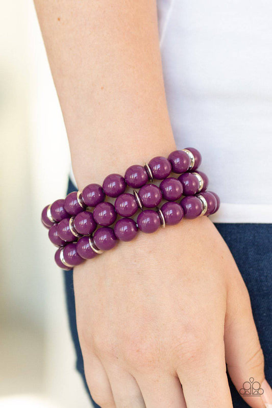 Chroma Collision - Purple Stretchy Bracelet - Paparazzi Accessories - GlaMarous Titi Jewels