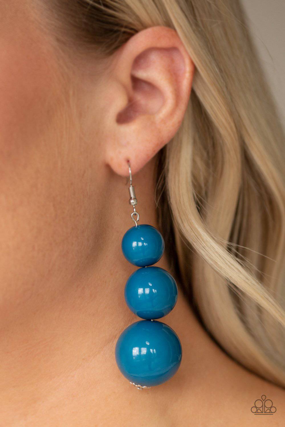 Material World - Blue Earrings - Paparazzi Accessories - GlaMarous Titi Jewels