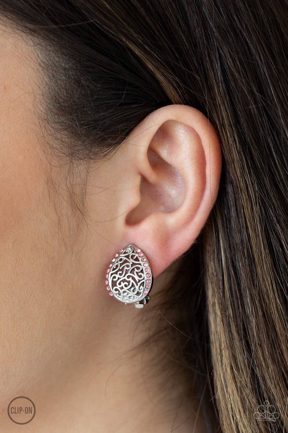 Garden Date Pink Clip-on Earrings - Paparazzi Accessories - GlaMarous Titi Jewels