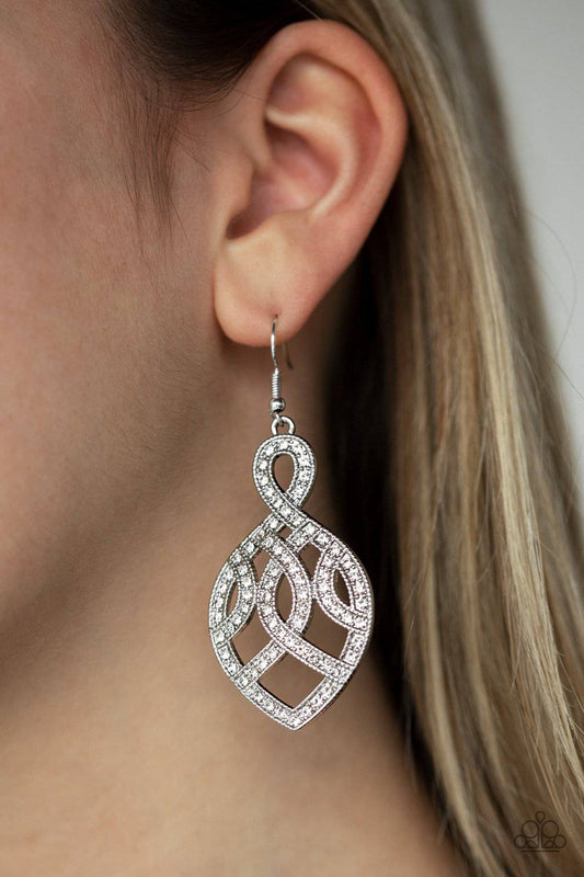 A Grand Statement - White Rhinestone Earrings - Paparazzi Accessories - GlaMarous Titi Jewels