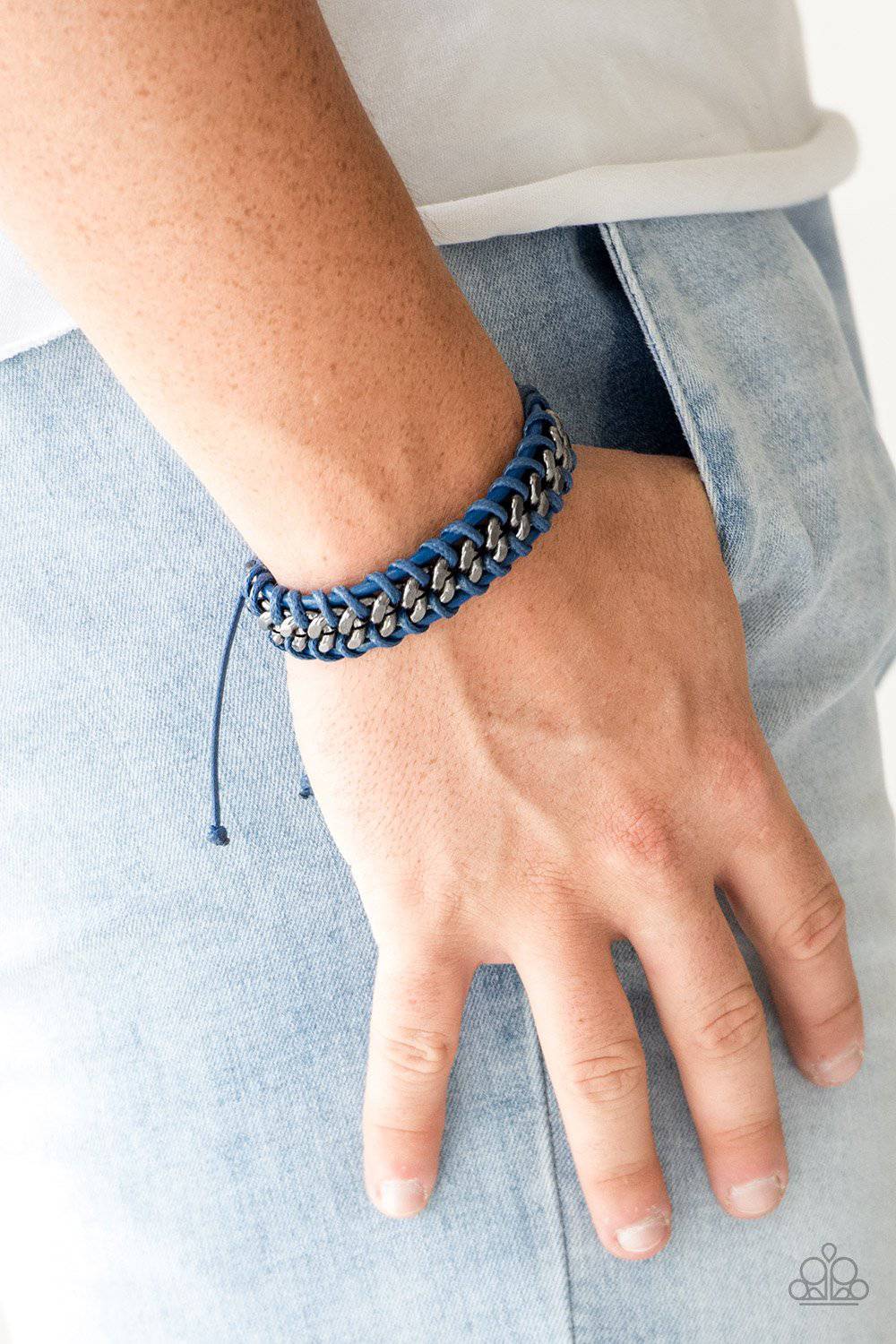 Racer Edge - Men's Blue Cording Knots Bracelet - Paparazzi Accessories - GlaMarous Titi Jewels