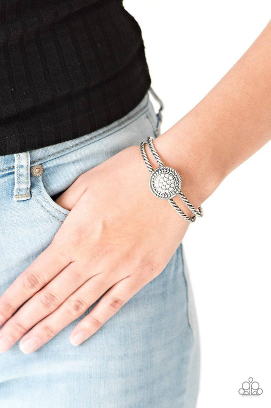 Definitely Dazzling - White Rhinestone Bracelet - Paparazzi Accessories - GlaMarous Titi Jewels
