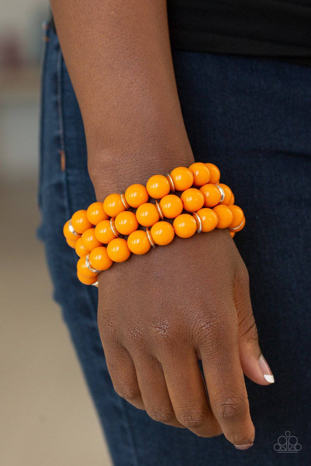 Chroma Collision - Orange Stretchy Bracelet - Paparazzi Accessories - GlaMarous Titi Jewels