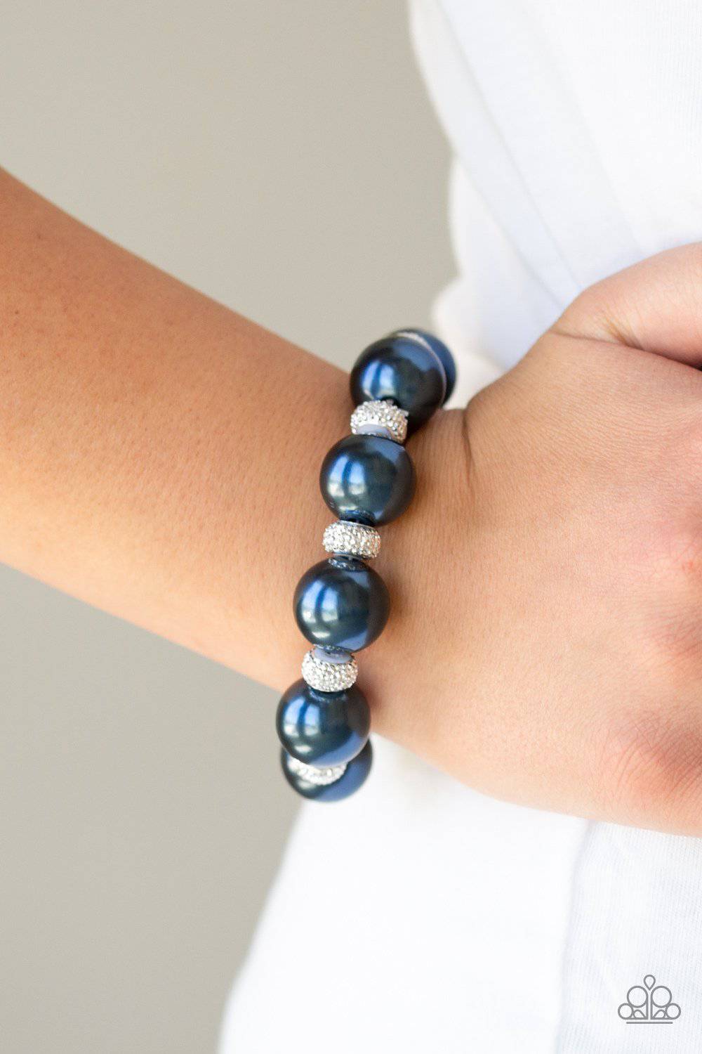 Extra Elegant - Blue Pearl Stretchy Bracelet - Paparazzi Accessories - GlaMarous Titi Jewels