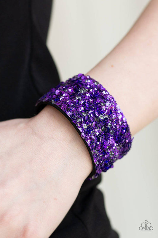 Starry Sequins - Purple Rhinestone Bracelet - Paparazzi Accessories - GlaMarous Titi Jewels