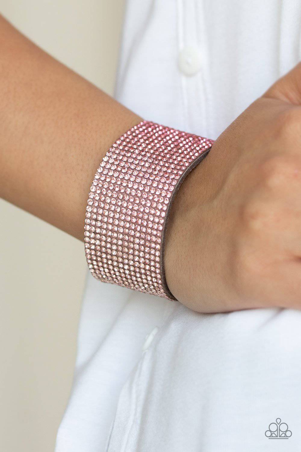 Fade Out - Pink Rhinestone Wrap Bracelet - Paparazzi Accessories - GlaMarous Titi Jewels