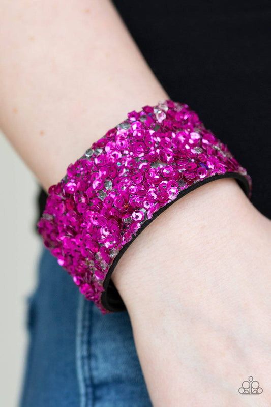 Starry Sequins - Pink Rhinestone Bracelet - Paparazzi Accessories - GlaMarous Titi Jewels