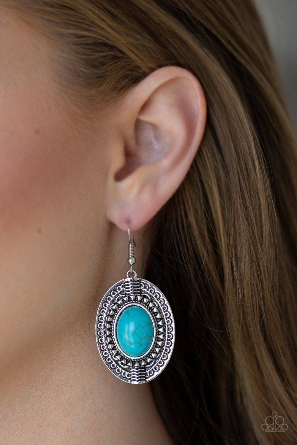 Mountain Melody - Blue Turquoise Stone Earrings - Paparazzi Accessories - GlaMarous Titi Jewels