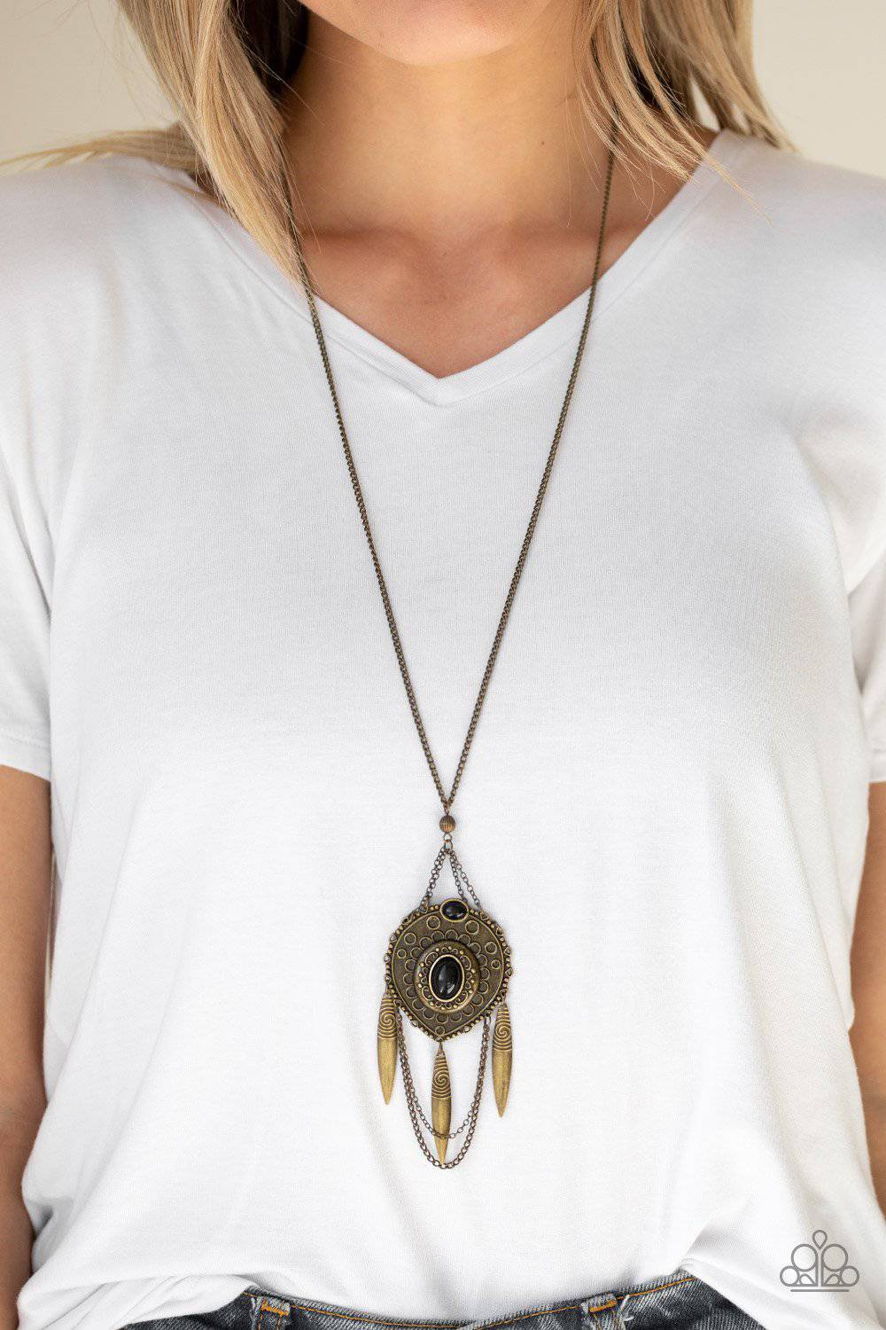 Cactus Canyon - Brass Necklace - Paparazzi Accessories - GlaMarous Titi Jewels