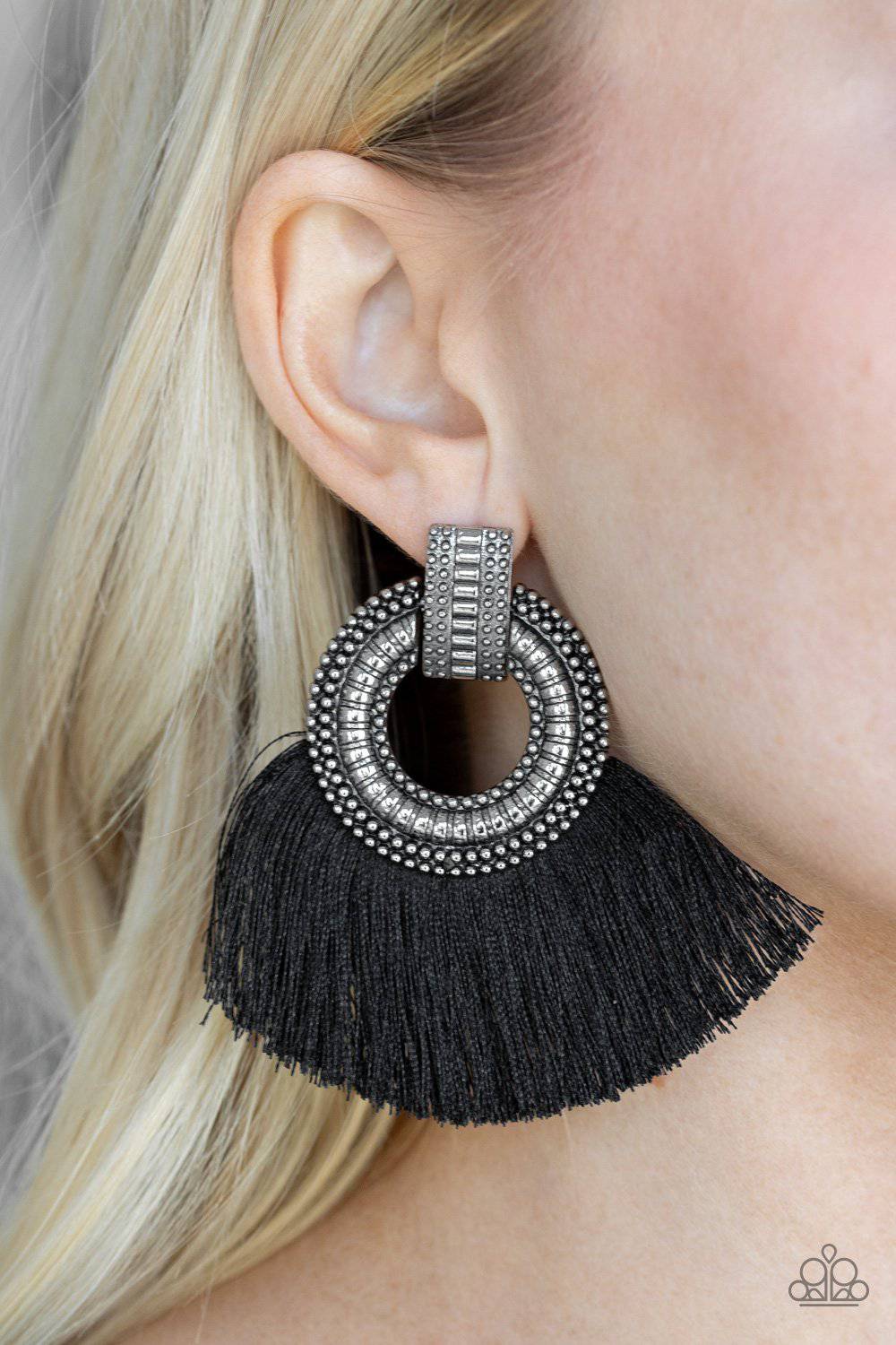 I Am Spartacus - Black Fringe Earrings - Paparazzi Accessories - GlaMarous Titi Jewels