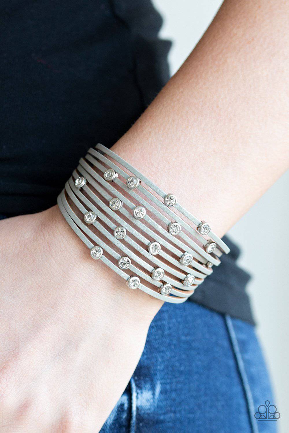 Meant To BEAM - Silver Leather Bracelet - Paparazzi Accessories - GlaMarous Titi Jewels