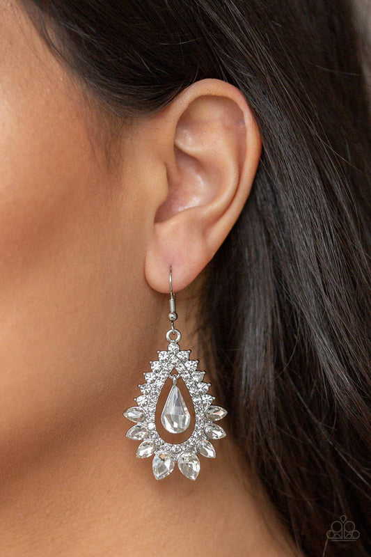 Boss Brilliance - White Rhinestone Earrings - Paparazzi Accessories - GlaMarous Titi Jewels