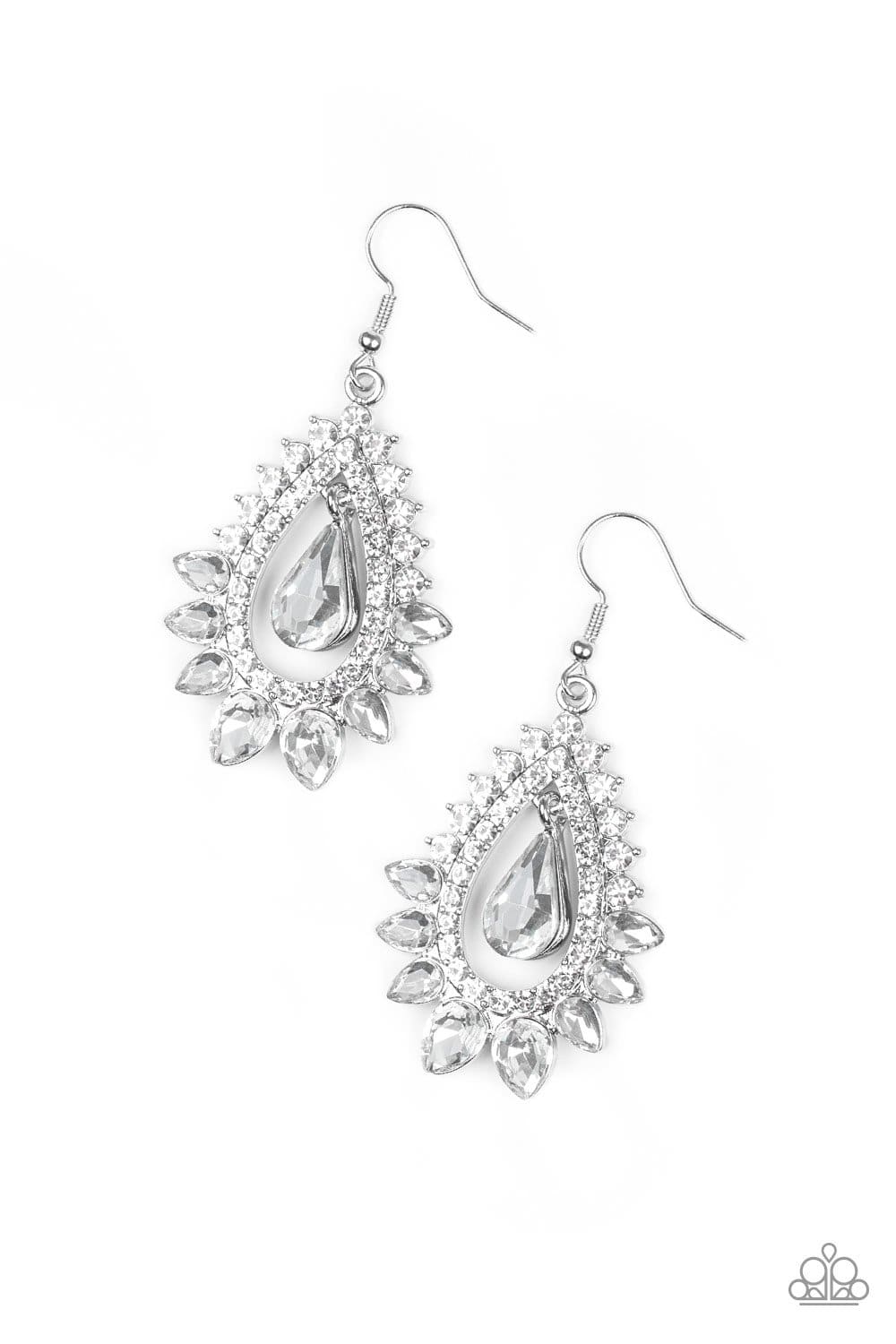 Boss Brilliance - White Rhinestone Earrings - Paparazzi Accessories - GlaMarous Titi Jewels