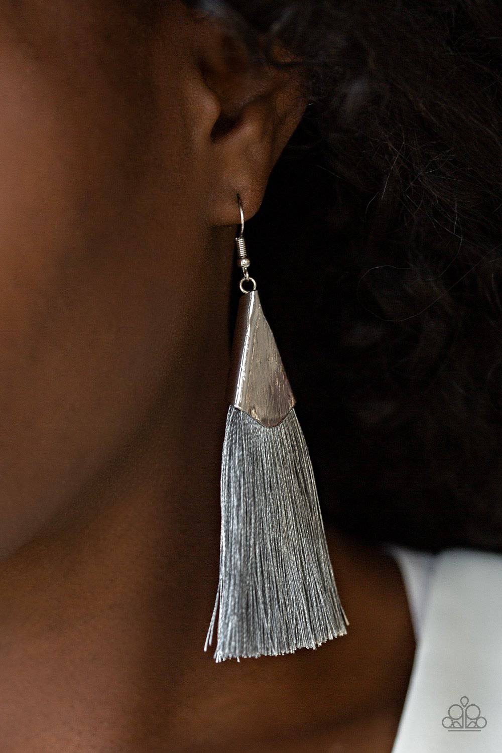 In Full PLUME - Silver Tassel Earrings - Paparazzi Accessories - GlaMarous Titi Jewels