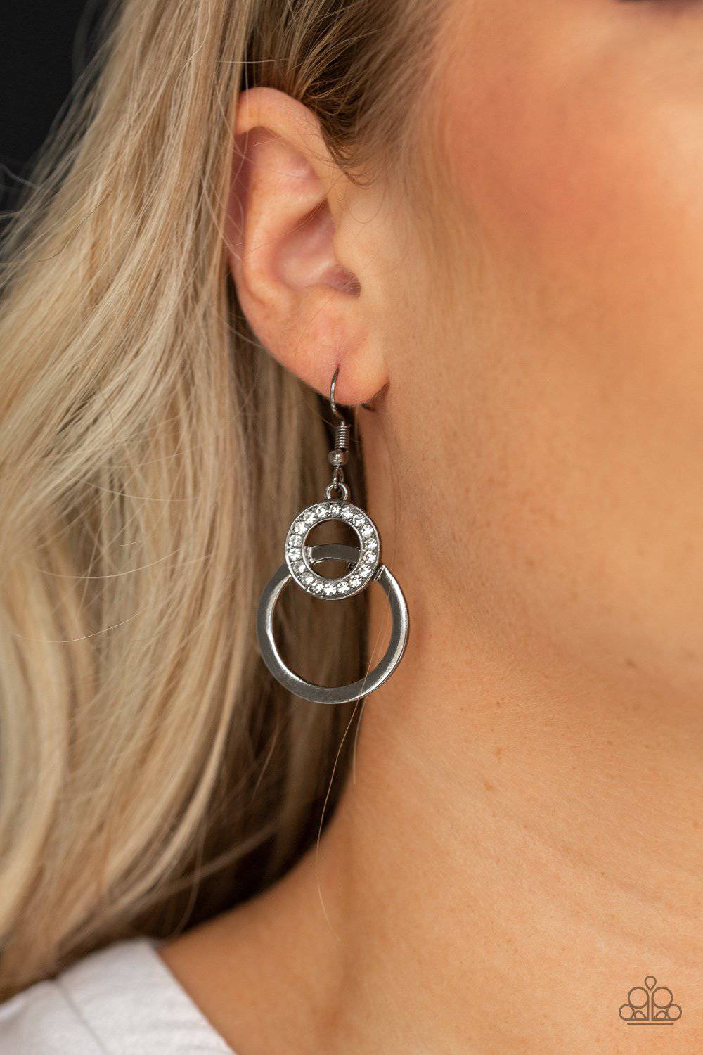 Regal Refinery - Black and White Rhinestone Earrings - Paparazzi Accessories - GlaMarous Titi Jewels