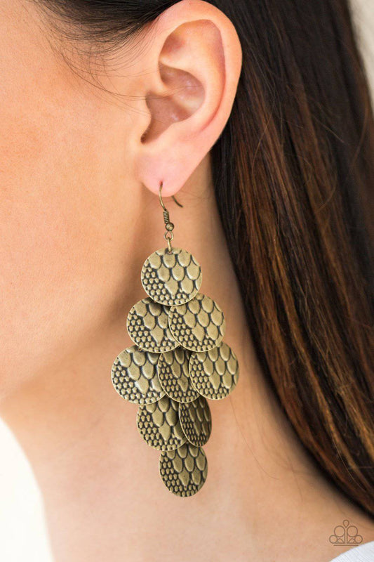 The Party Animal - Brass Discs Earrings - Paparazzi Accessories - GlaMarous Titi Jewels