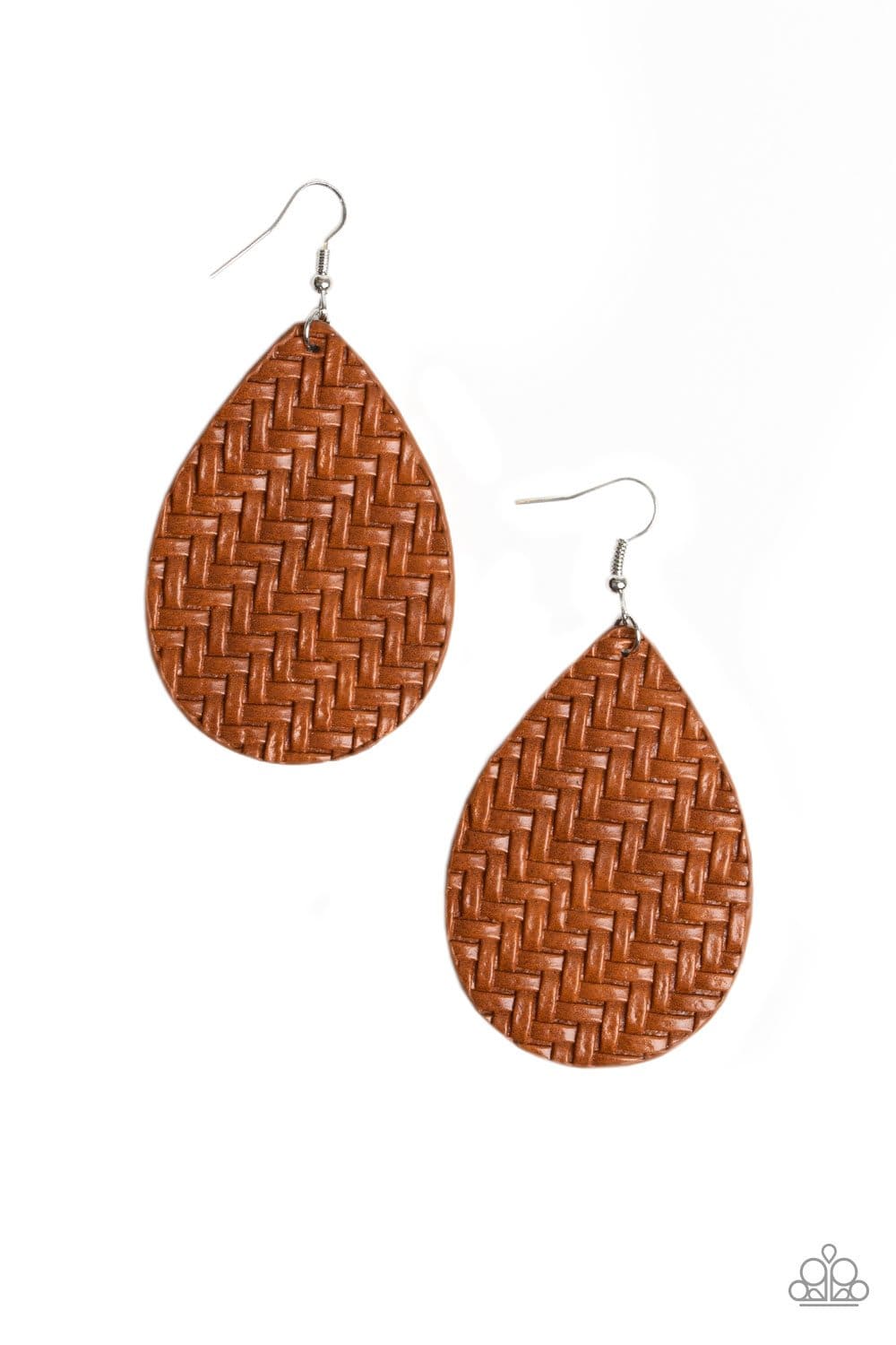 Teardrop Trend - Brown Leather Teardrop Earrings - Paparazzi Accessories - GlaMarous Titi Jewels