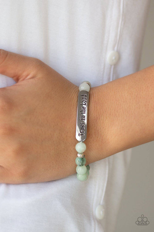 Trust Always - Green Stretchy Bead Bracelet - Paparazzi Accessories - GlaMarous Titi Jewels