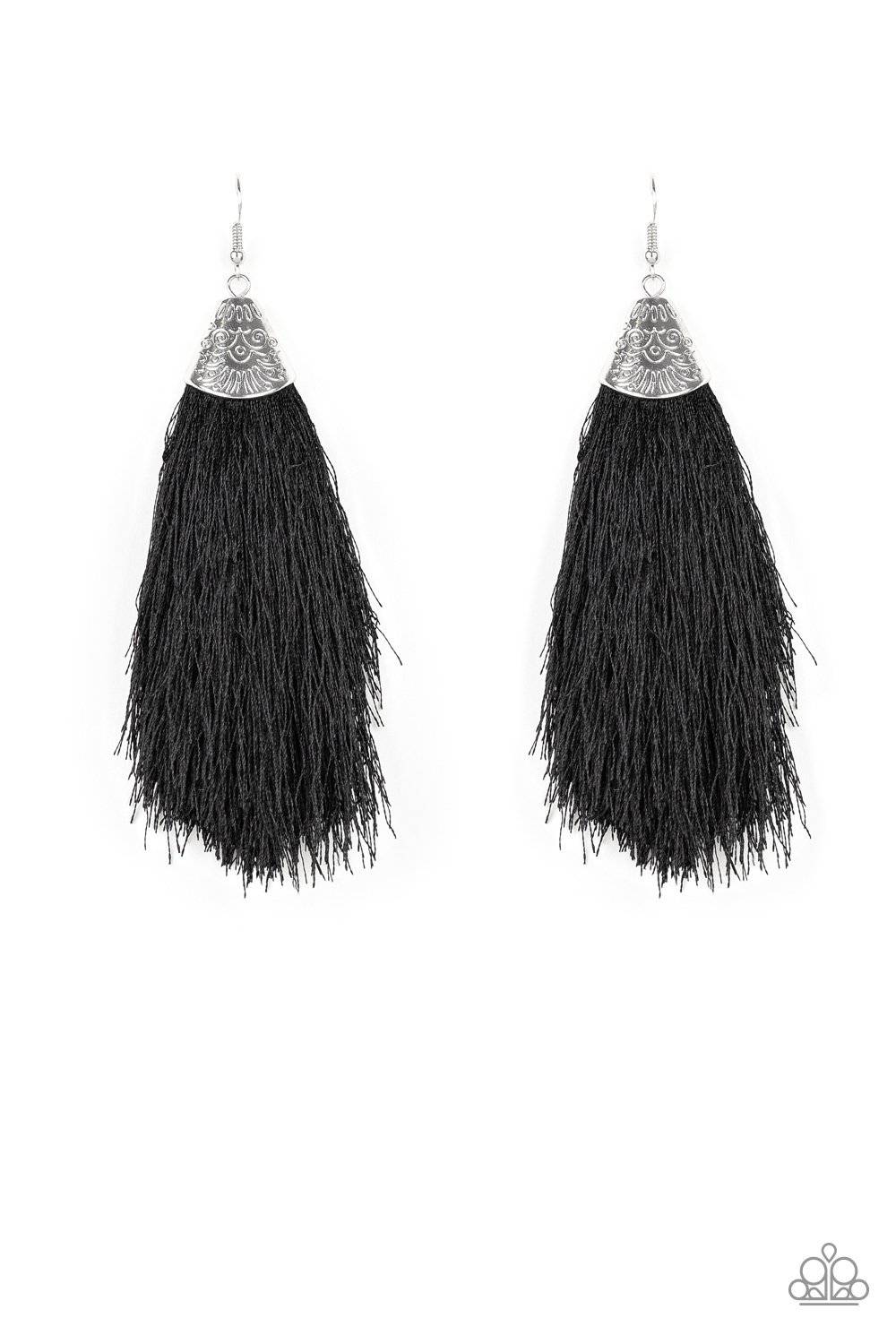 Tassel Temptress - Black Tassel Earrings - Paparazzi Accessories - GlaMarous Titi Jewels