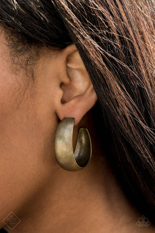 Calling All The Shots - Brass Hoop Earrings - Paparazzi Accessories - GlaMarous Titi Jewels