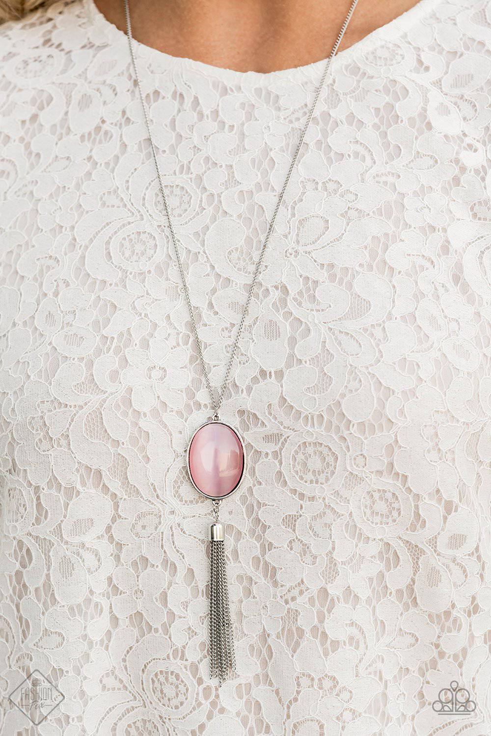 Tasseled Tranquility - Pink Cat's Eye Necklace - Paparazzi Accessories - GlaMarous Titi Jewels