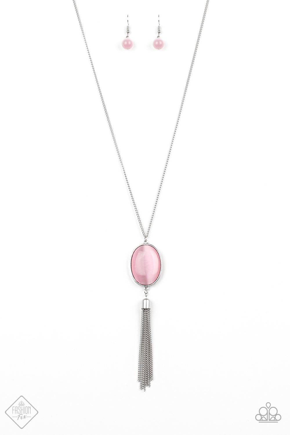 Tasseled Tranquility - Pink Cat's Eye Necklace - Paparazzi Accessories - GlaMarous Titi Jewels