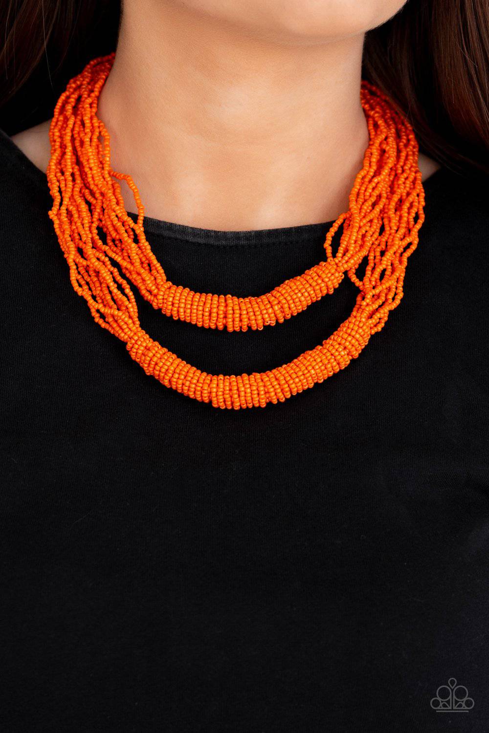 Right As RAINFOREST - Orange Seed Bead Necklace - Paparazzi Accessories - GlaMarous Titi Jewels