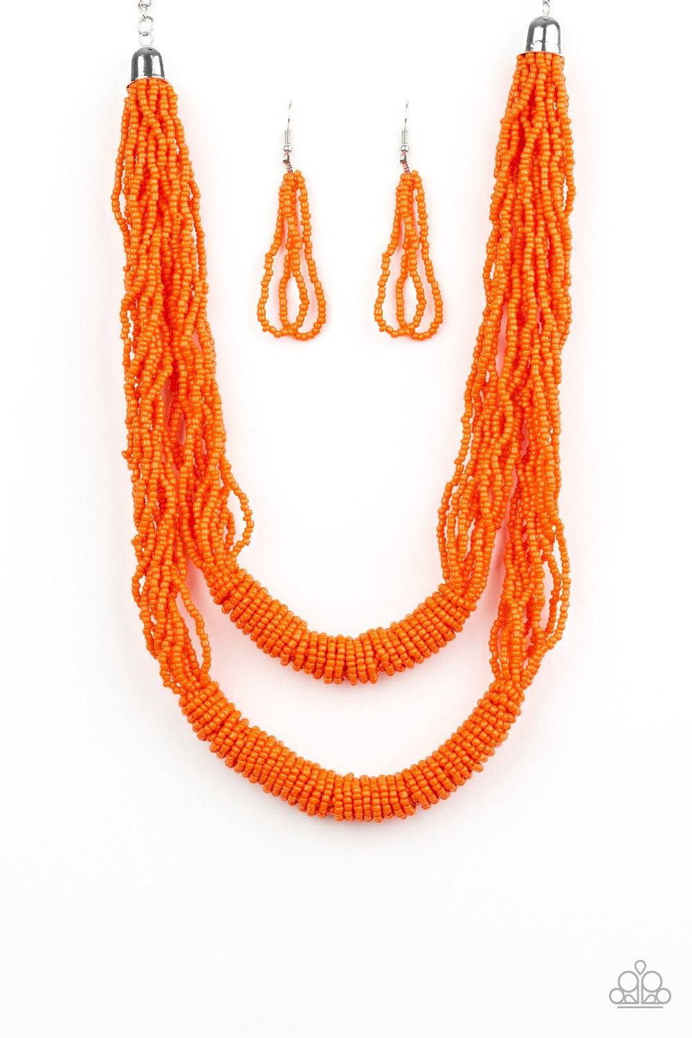 Right As RAINFOREST - Orange Seed Bead Necklace - Paparazzi Accessories - GlaMarous Titi Jewels