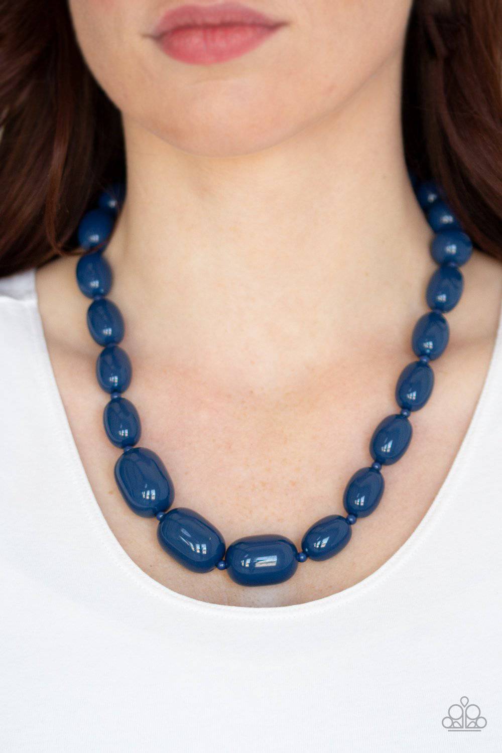 Poppin Popularity - Blue Bead Necklace - Paparazzi Accessories - GlaMarous Titi Jewels