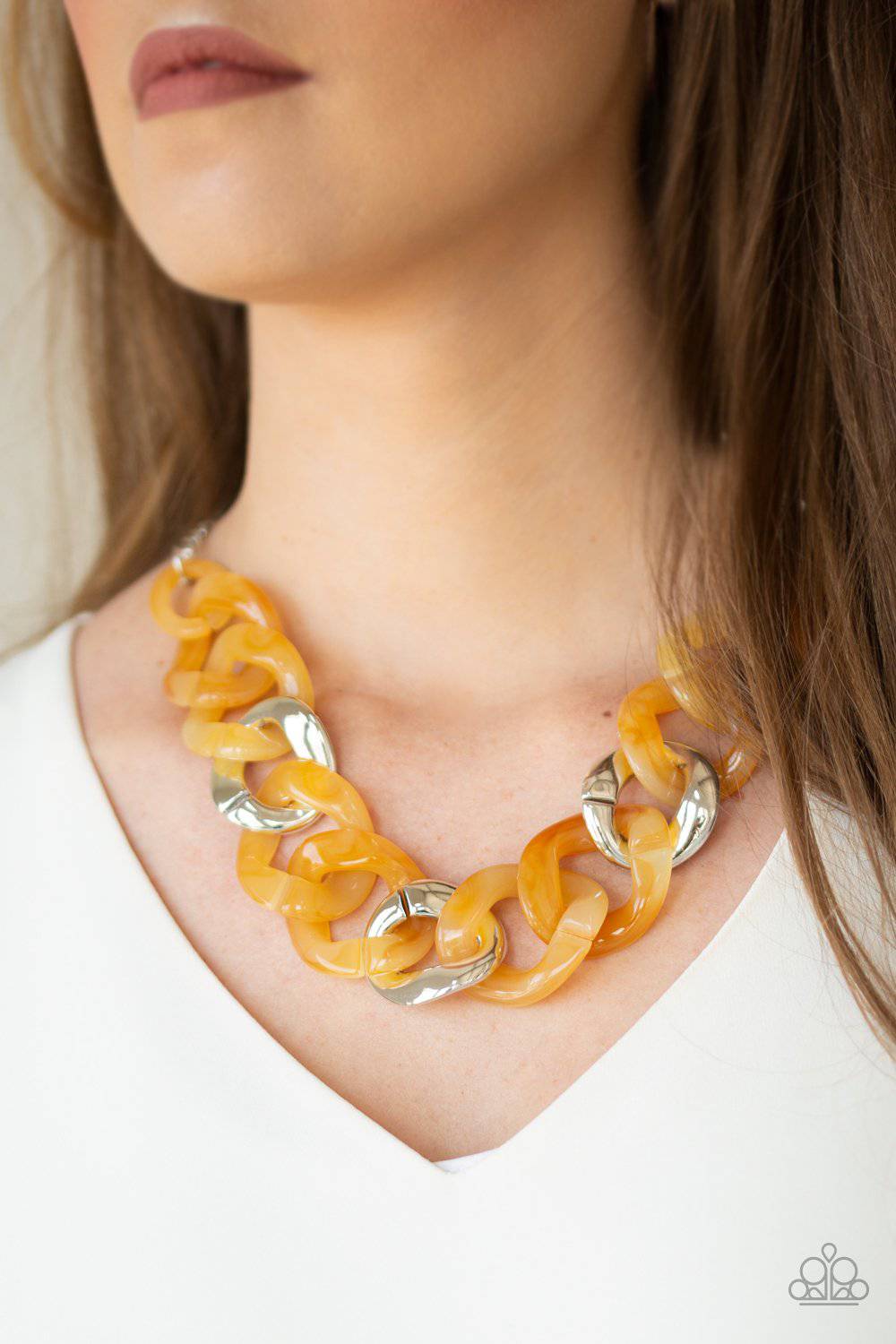 I Have A HAUTE Date - Yellow Acrylic Necklace - Paparazzi Accessories - GlaMarous Titi Jewels