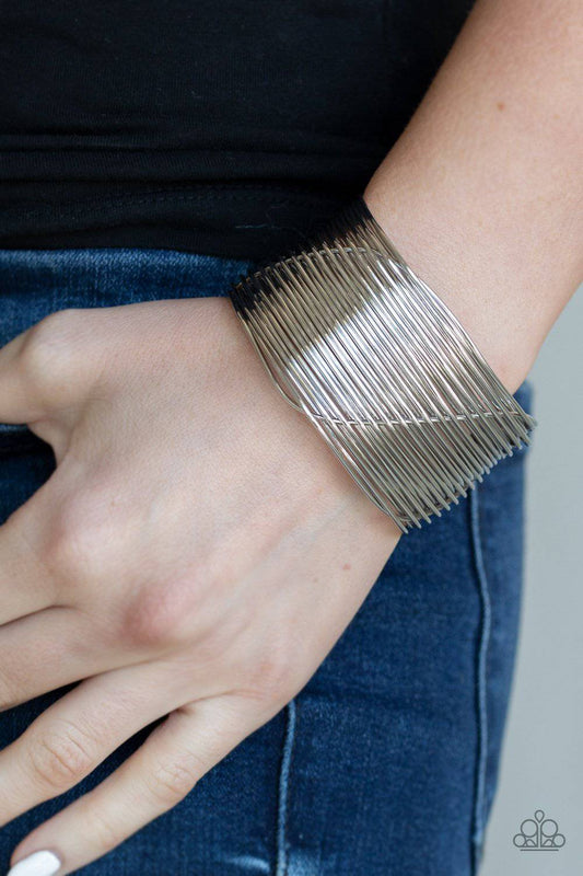 Retro Revamp - Silver Wire Cuff Bracelet - Paparazzi Accessories - GlaMarous Titi Jewels