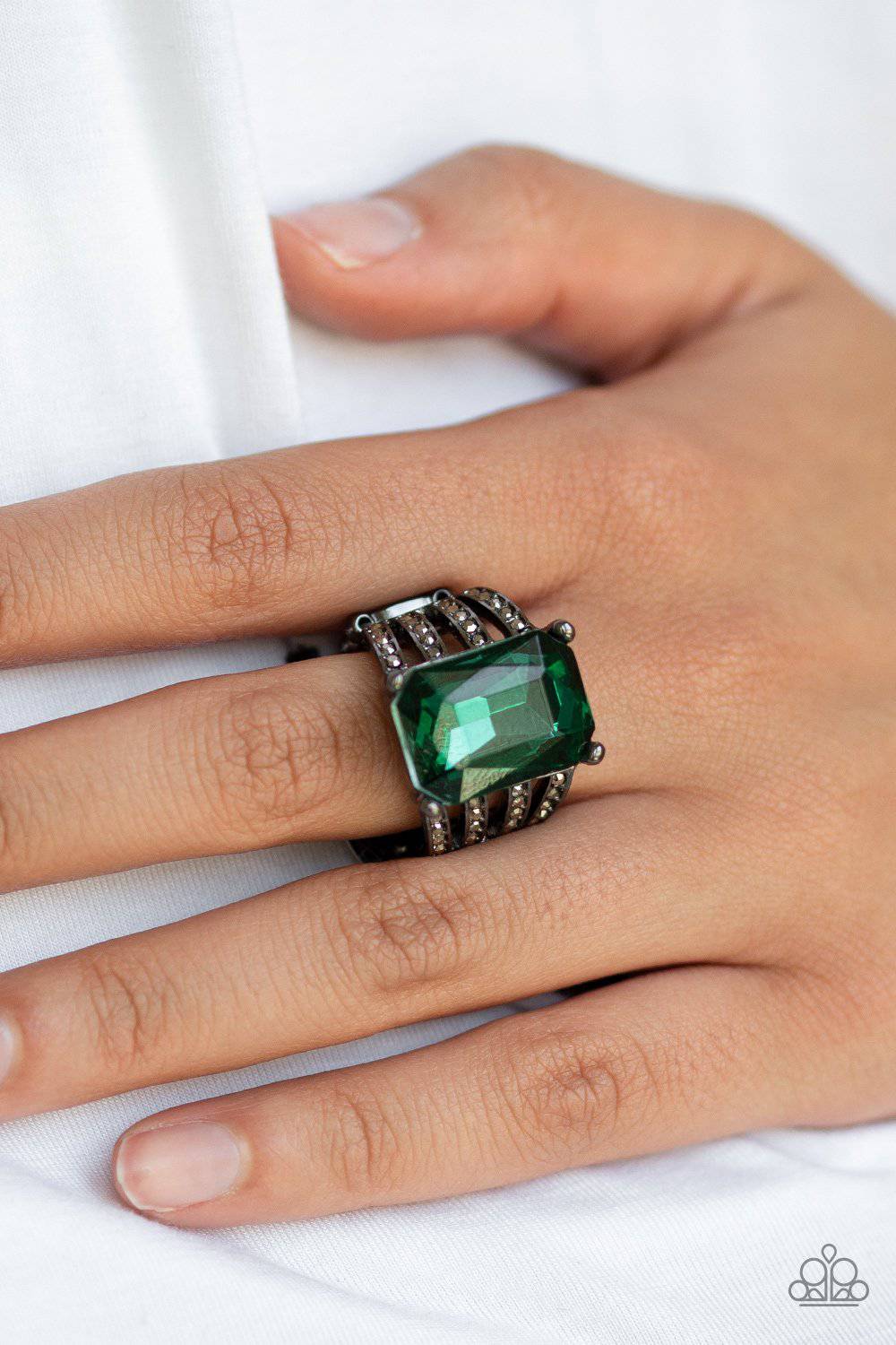 Expect Heavy REIGN - Green Emerald Ring - Paparazzi Accessories - GlaMarous Titi Jewels