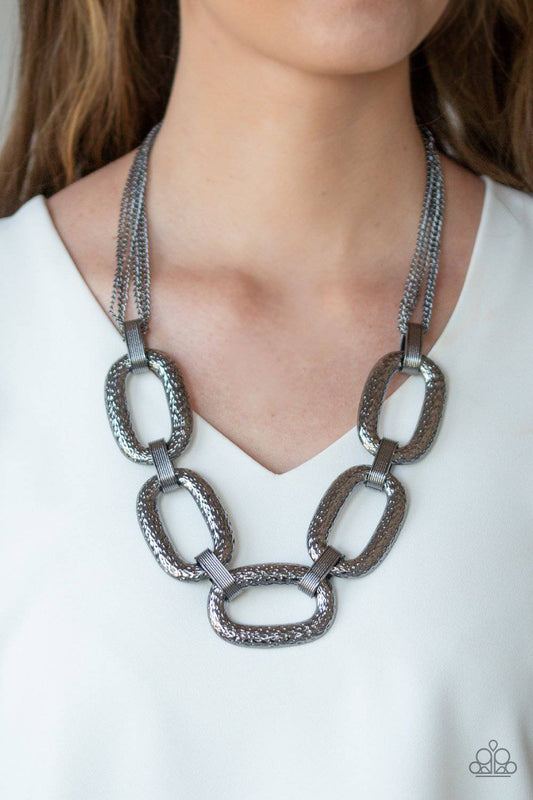 Take Charge - Black Gunmetal Necklace - Paparazzi Accessories - GlaMarous Titi Jewels